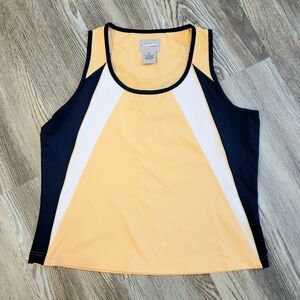 Bolle Womens XL Athletic Tank Top Yellow Black White Sport Fitness